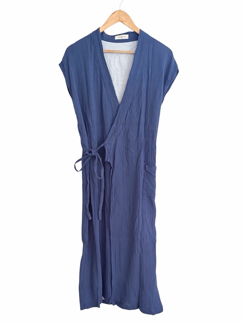 Odd Bird Blue Gauze Aydin House Wrap Dress Small